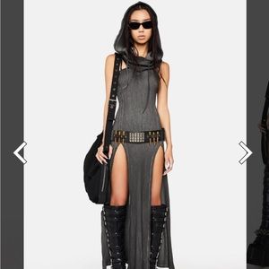 Darkerwavs modulation smoke maxi dress with hood